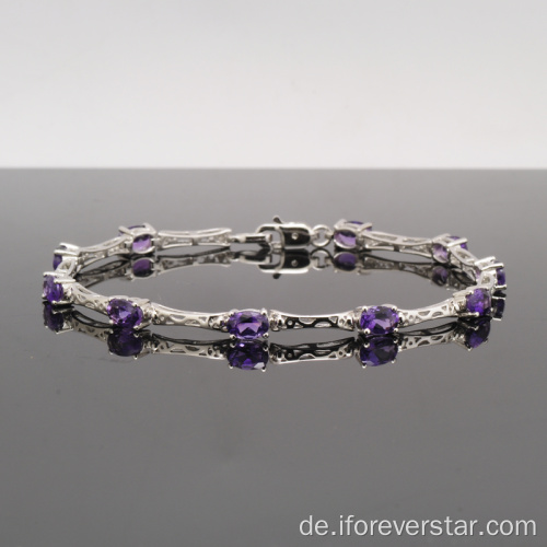 Sterling Silber Armband mit Naturstein Amethyst